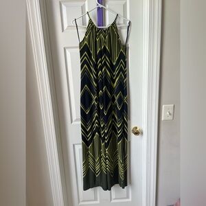 Enfocus Studio Striped Halter Dress in Navy and Lime